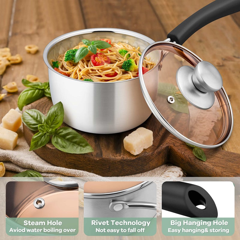 Herogo 1 Quart Saucepan with Lid  18/10 Stainless Steel Small Sauce Pan Pot  1Qt Saucepan for Gas Electric Stove Top Camping  Healthy & Rust Free - Image 4